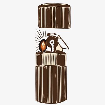 手绘灰色复古打火机插画