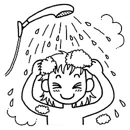卡通人物沐浴