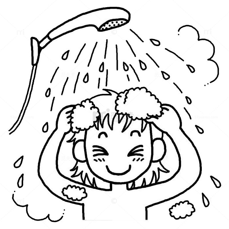 卡通人物沐浴