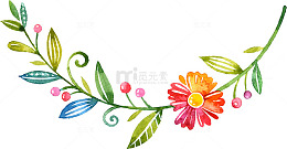 手绘卡通水彩花边
