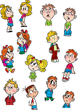 可爱卡通儿童表情矢量