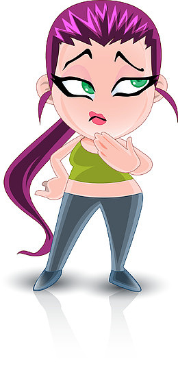 美女疑问表情卡通形象矢量