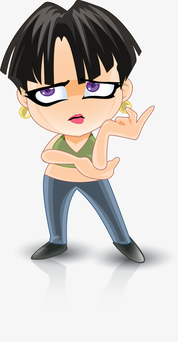 酷酷的美女卡通形象矢量