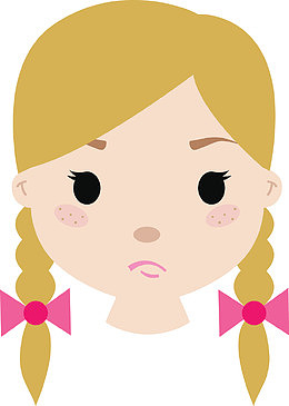 烦恼可爱女孩表情矢量
