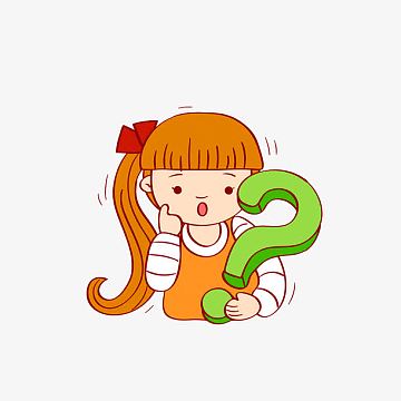 手拿问号的小女孩