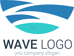 海浪曲线元素标识logo设计