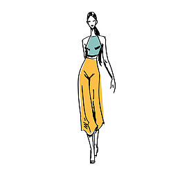 手绘服装礼服模特女性腰部