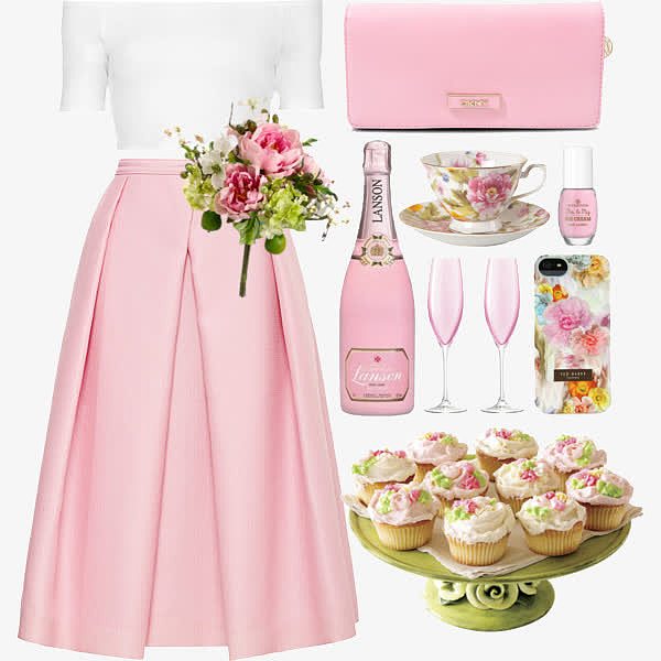 粉色裙子和蛋糕