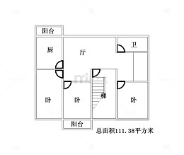 三室一厅平面设计图