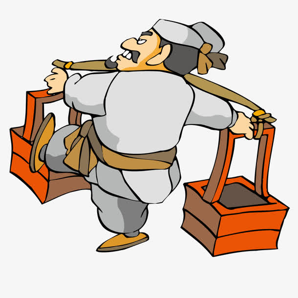 挑着水桶的古代男子免抠素材免费下载_觅元素51yuansu.com