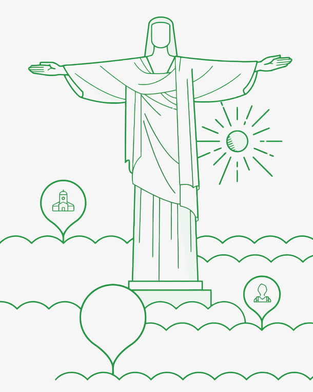 巴西基督山雕像简笔画图片