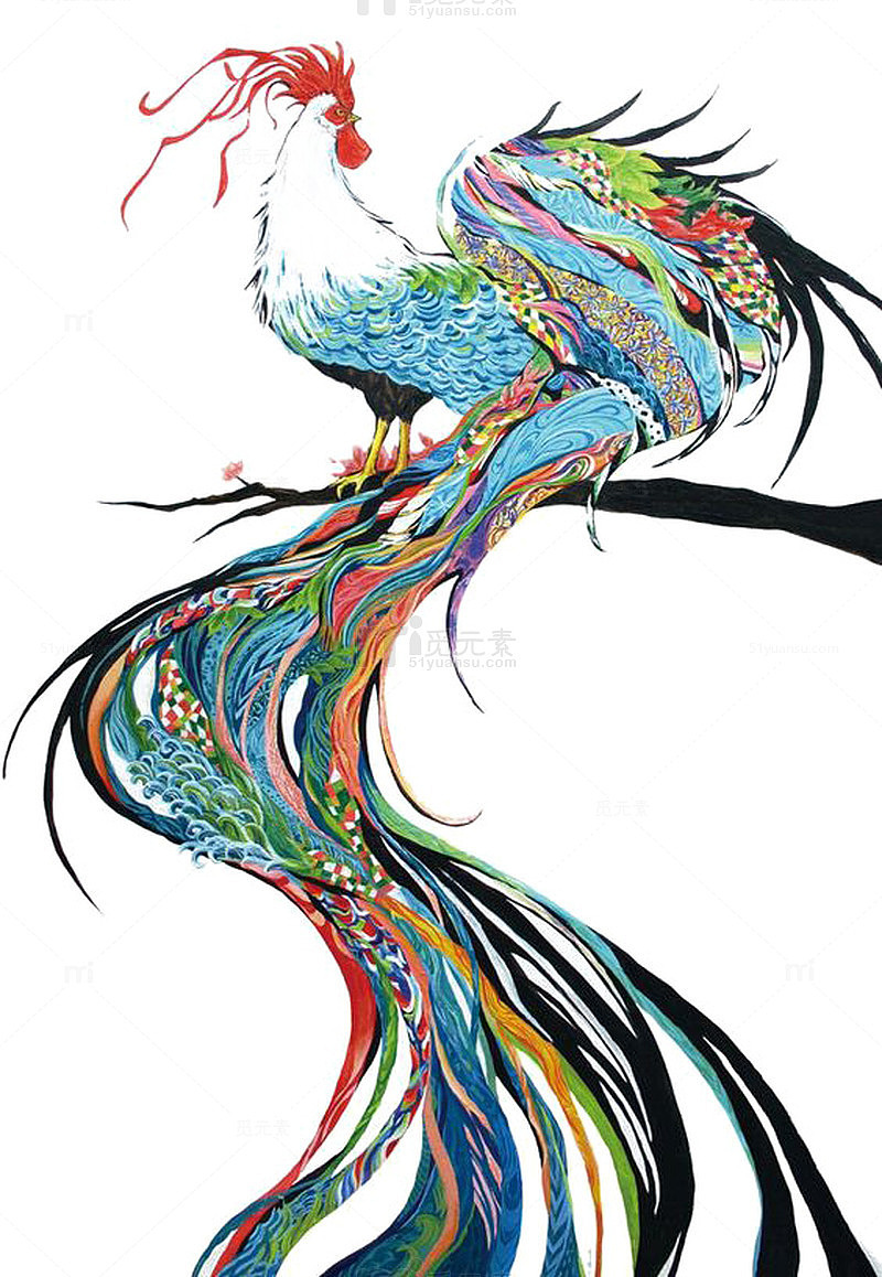 水彩公鸡