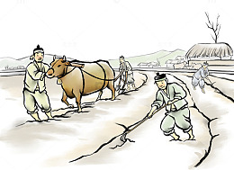 水墨农夫耕田