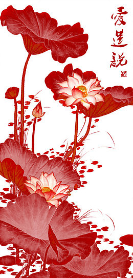 红色中国风莲花荷花