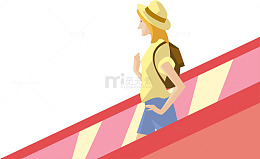 乘电梯下楼的年轻女子