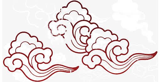 中国风彩色祥云png线性实心祥云png大红色祥云花纹png中国风彩色祥云
