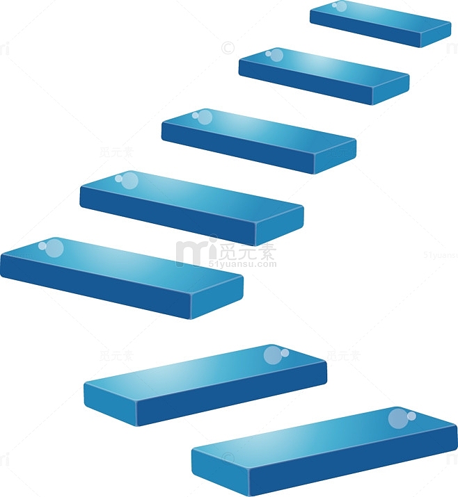 蓝色卡通3D楼梯海报效果