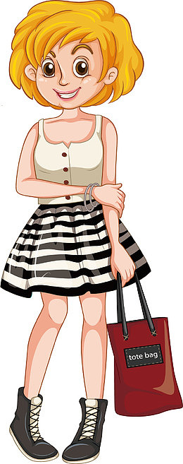 条纹短裙女孩