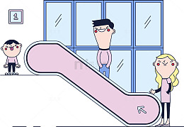 一家三口乘电梯