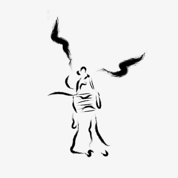 黑色水墨舞蹈人物