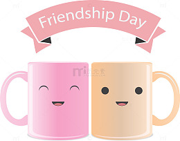 矢量手绘两个可爱的马克杯