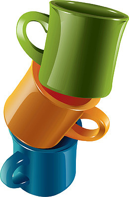 可爱彩色陶瓷叠加马克杯