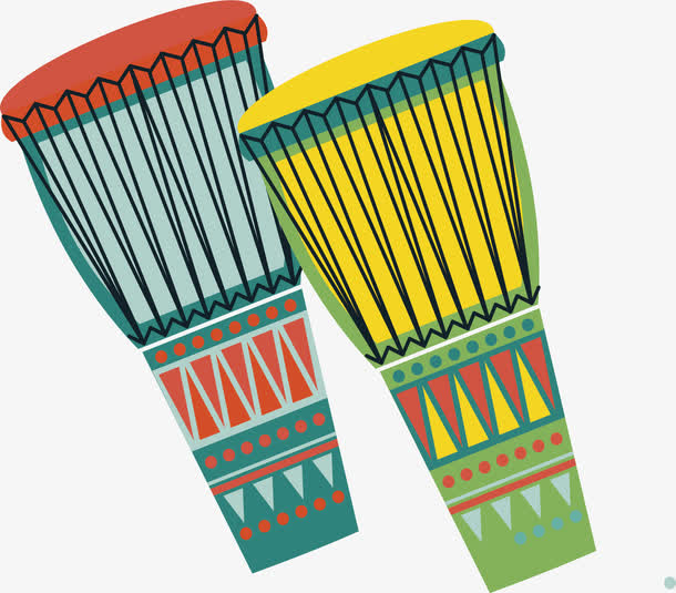 彩色花纹非洲鼓