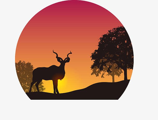 矢量图夕阳下的麋鹿