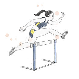 跨越障碍的女运动员