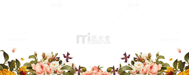 涂鸦边框水彩植物花朵树叶装饰