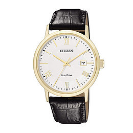 西铁城光动能真皮情侣男表