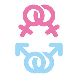 矢量性别符号粉色女生蓝色男士