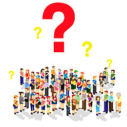 问号与人群卡通创意图