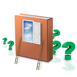 问号与书本卡通创意图