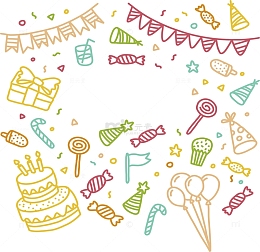 手绘彩色生日派对现场