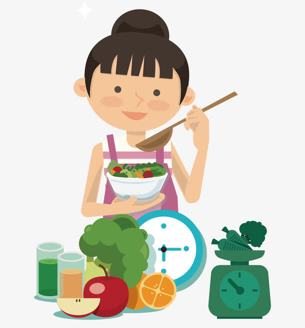 吃饭的卡通女孩