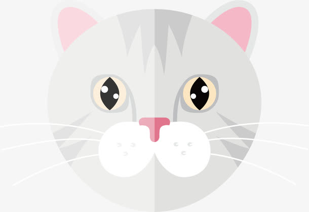 卡通矢量灰色小猫脸部
