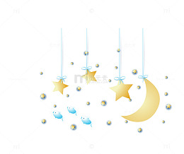 矢量浅色创意悬挂星星月亮夜晚