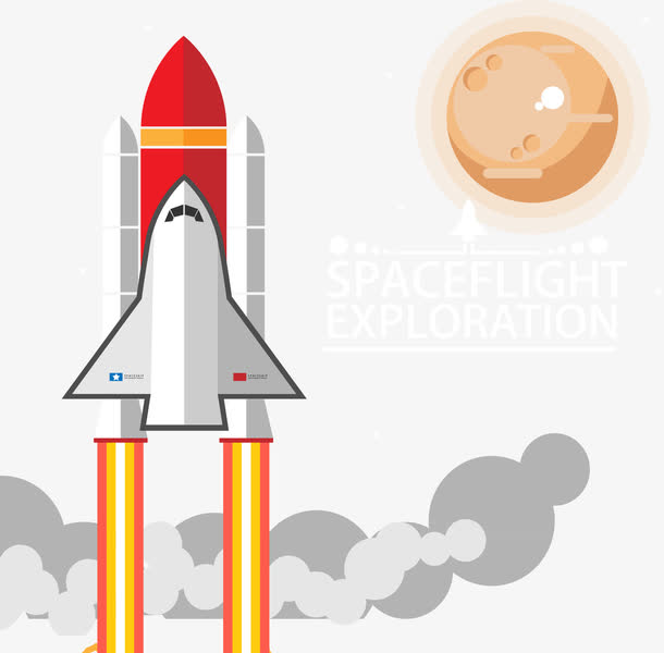 创意升空的宇宙飞船矢量