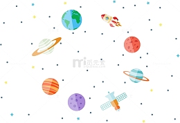 卡通宇宙元素漂浮素材