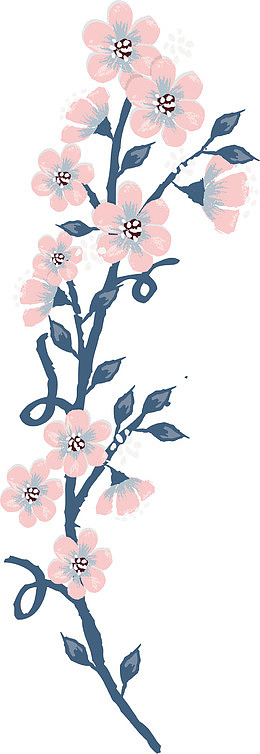 水彩油画效果红色的花卉植物图案