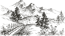 手绘山地景观矢量
