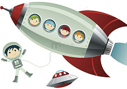 太空船宇宙漫步插画
