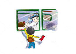 车站送别卡通图