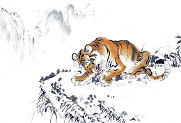 山林老虎水墨画