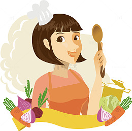矢量美女厨师