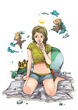 吃棒棒糖的女孩