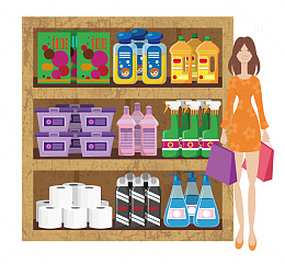矢量卡通手绘商超图案
