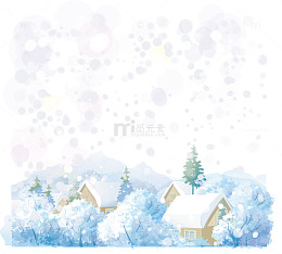 冬季小镇雪景矢量素材