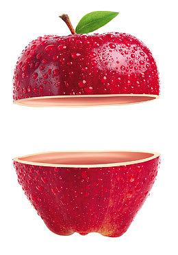 合成效果红彤彤的苹果切开